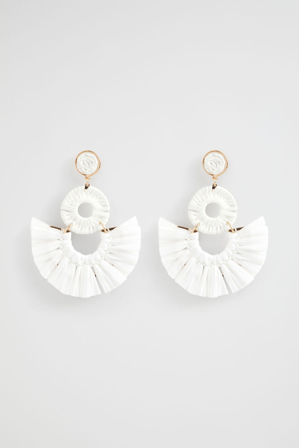 Double Raffia Earring  White