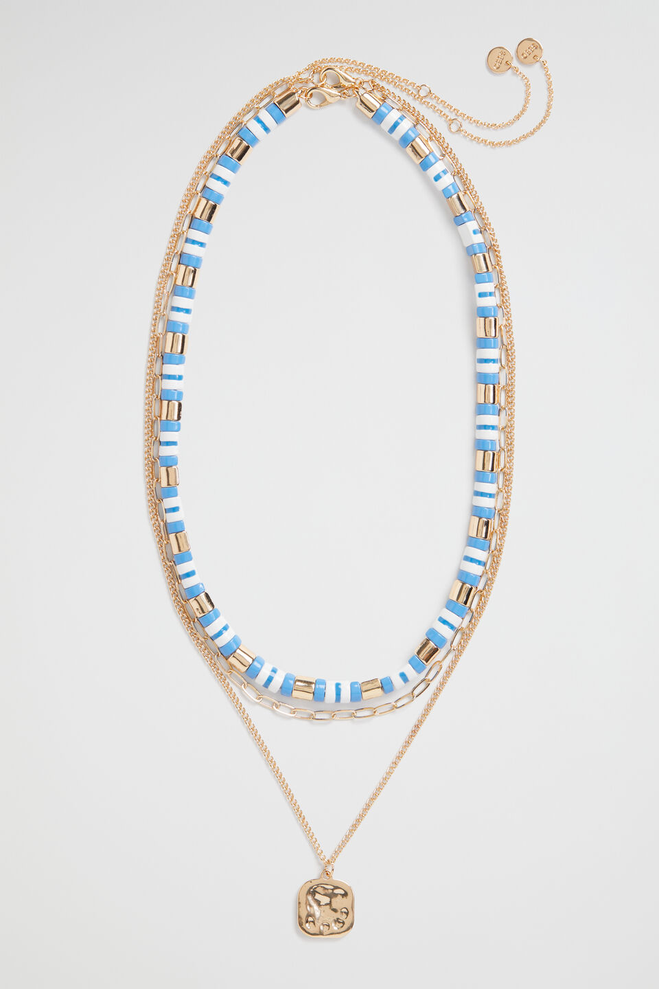 Colourblock Layered Necklace  Soft Cobalt