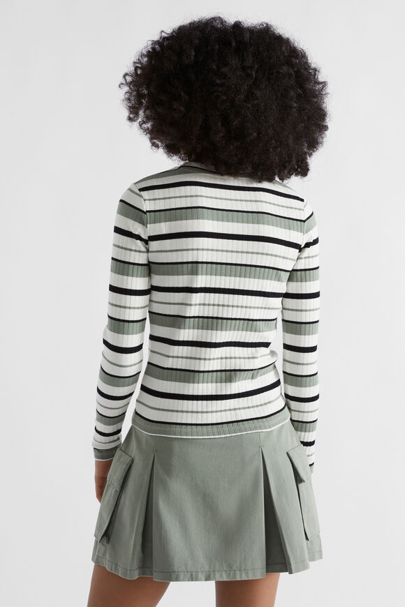 Rib Stripe Tee  Olive Stripe  hi-res