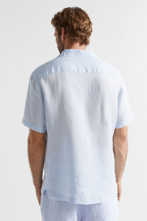 Linen Short Sleeve Shirt  Light Blue Crossdye  hi-res