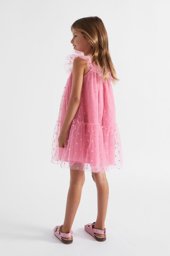 Spot Embroidered Dress  Carnation Pink  hi-res