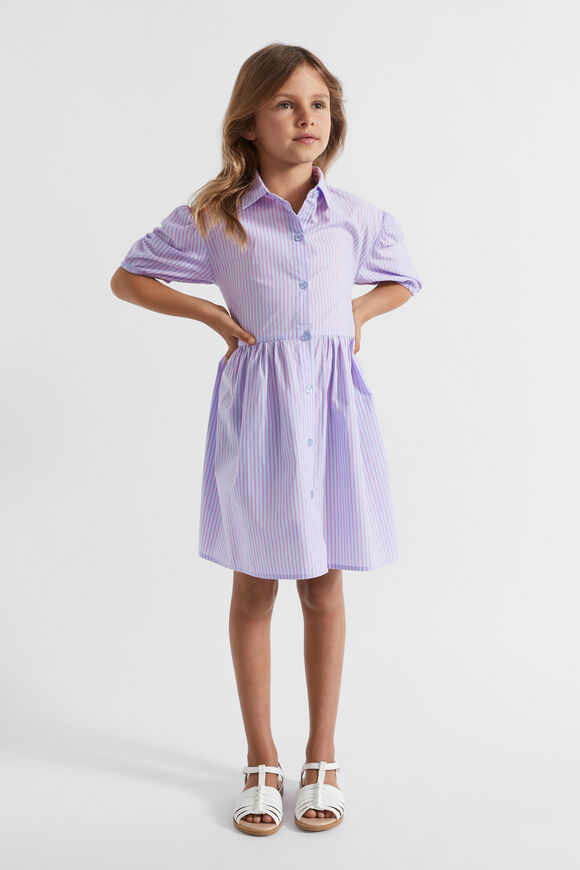 Poplin Stripe Dress  Baby Blue  hi-res