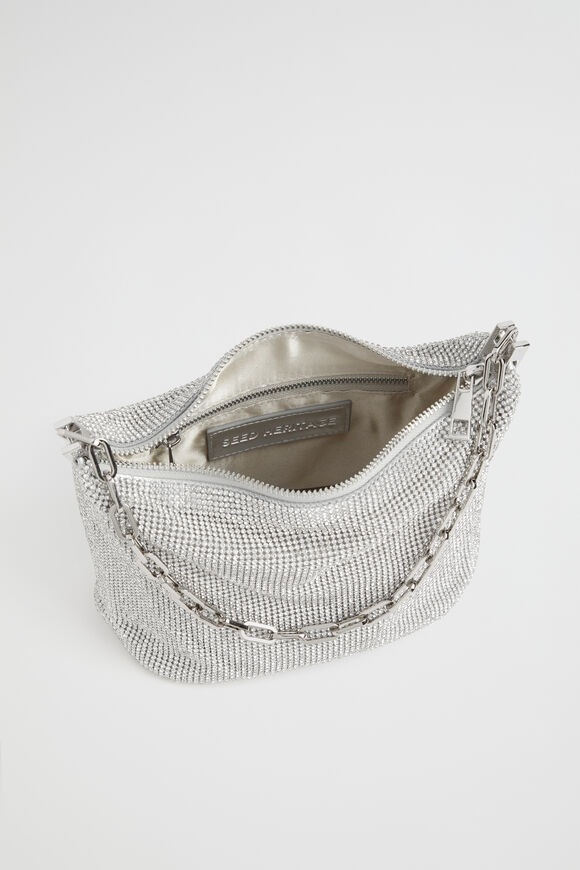 Embellished Shoulder Bag  Silver  hi-res