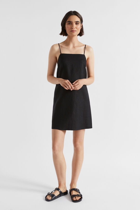 Core Linen A Line Mini Dress  Black  hi-res