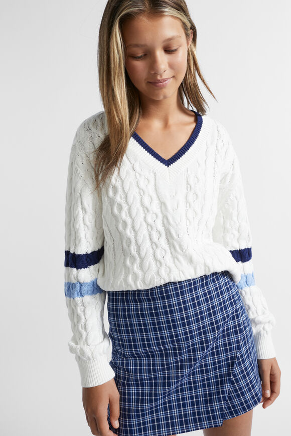 Oversized V Neck Knit  White  hi-res