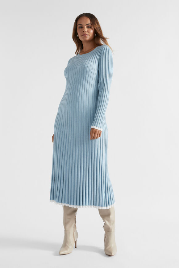 Pleated Knit Midi Dress  Capri Marle  hi-res