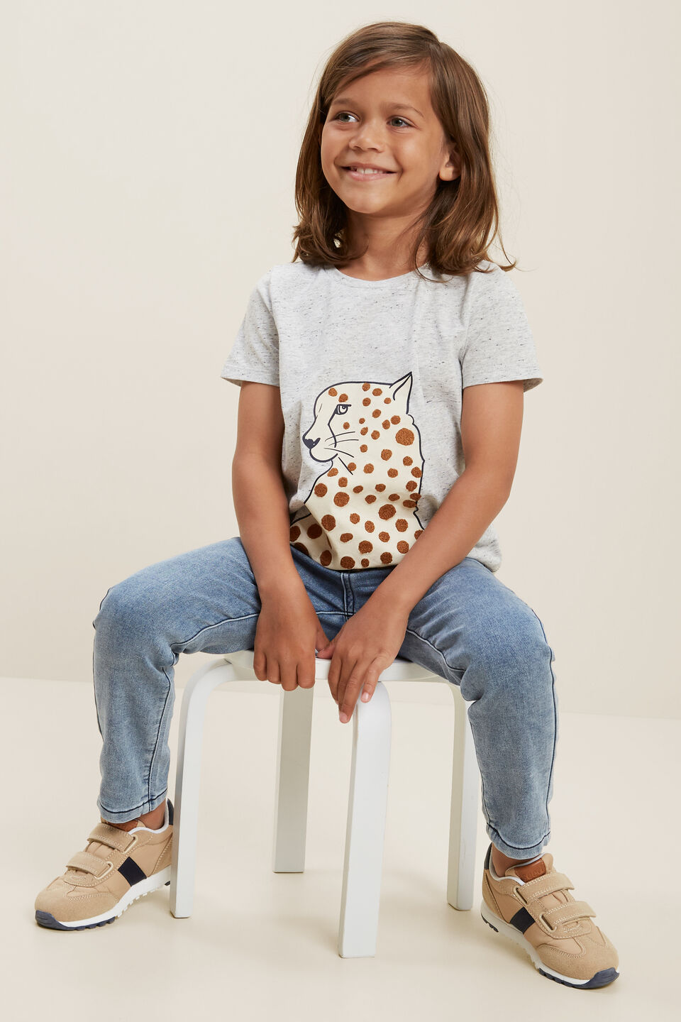 Chenille Leopard Tee  Cloudy Marle