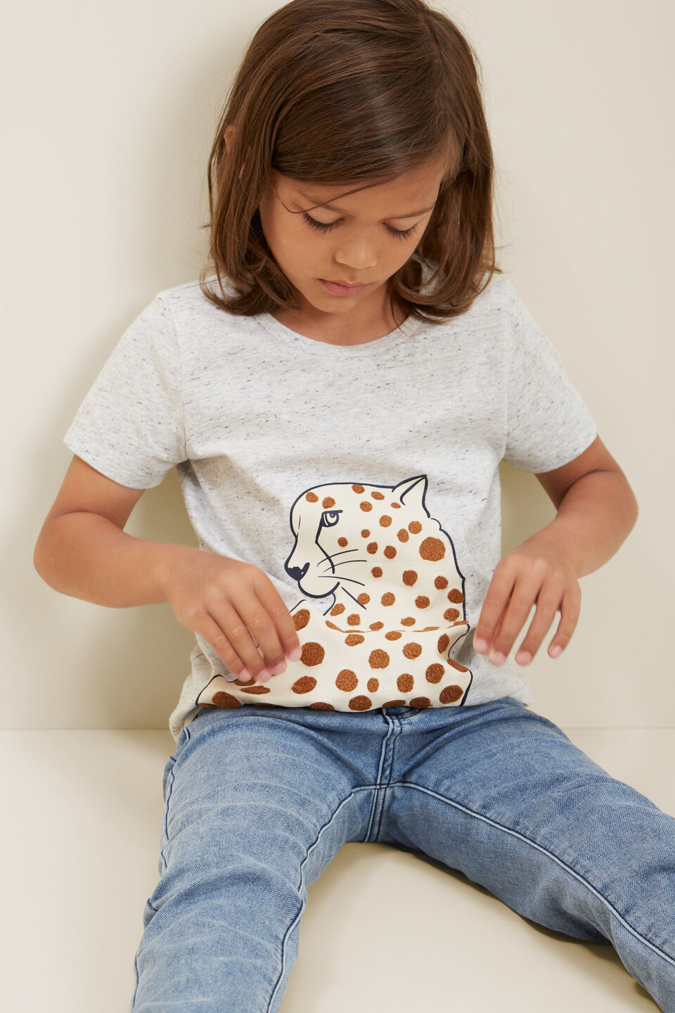 Chenille Leopard Tee  Cloudy Marle