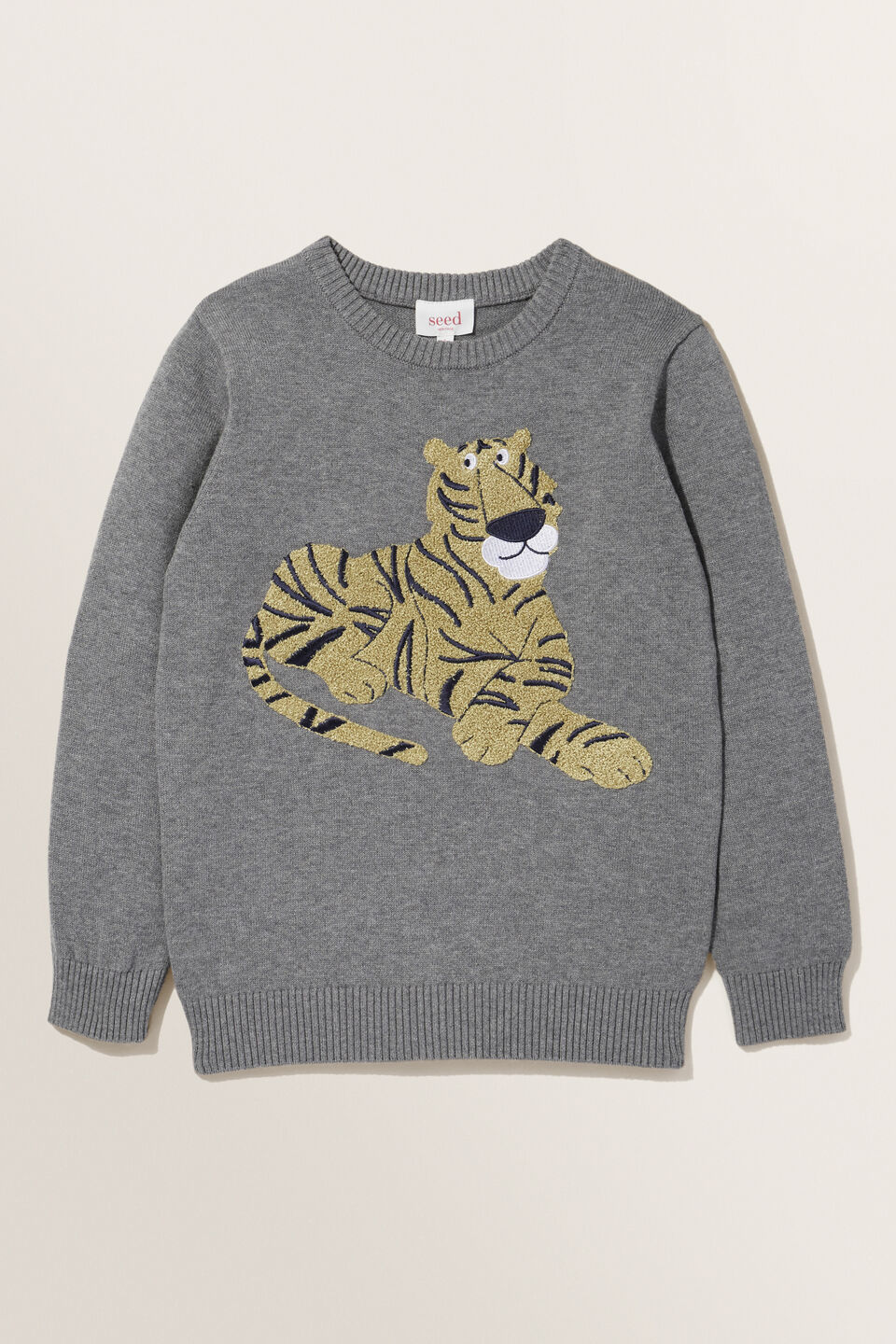 Tiger Crew Knit  Charcoal Marle