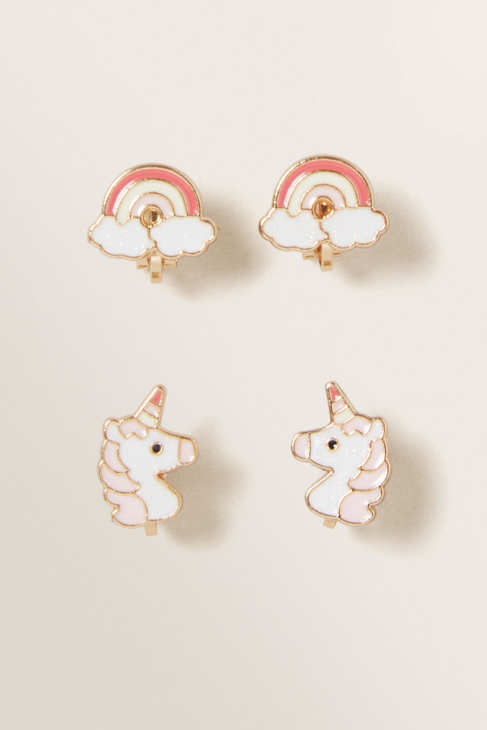 Unicorn Rainbow Clip On Earrings  Multi