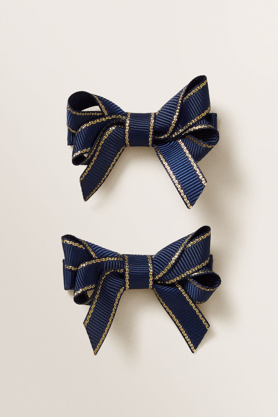 Double Grosgrain With Gold Edge  Navy