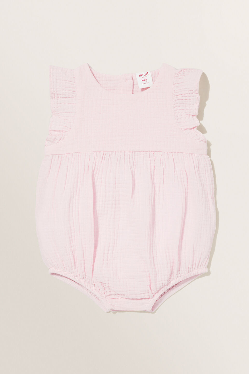 Cheesecloth Frill Romper  Pale Rose