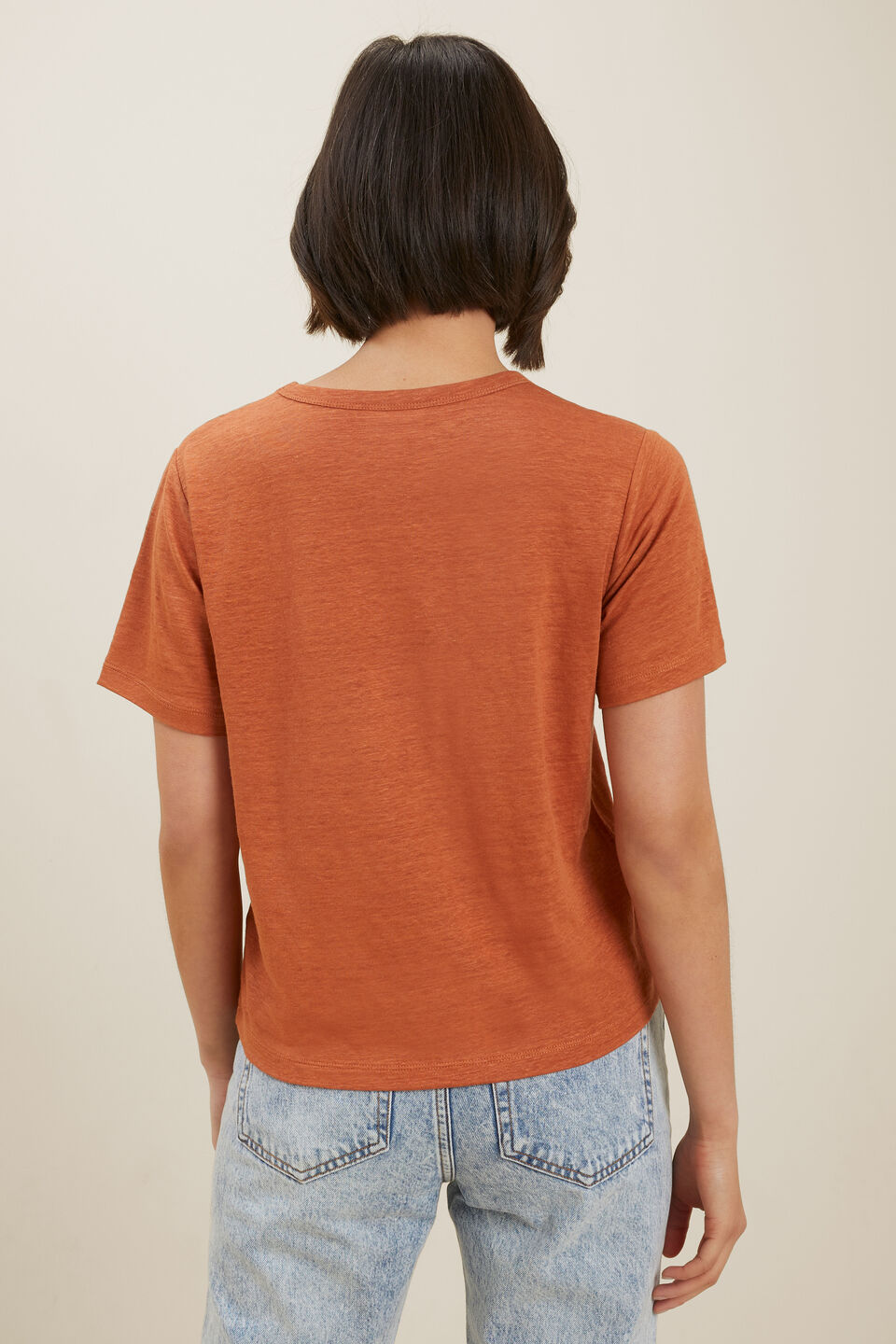 Core Linen Boxy Tee  Earth Red