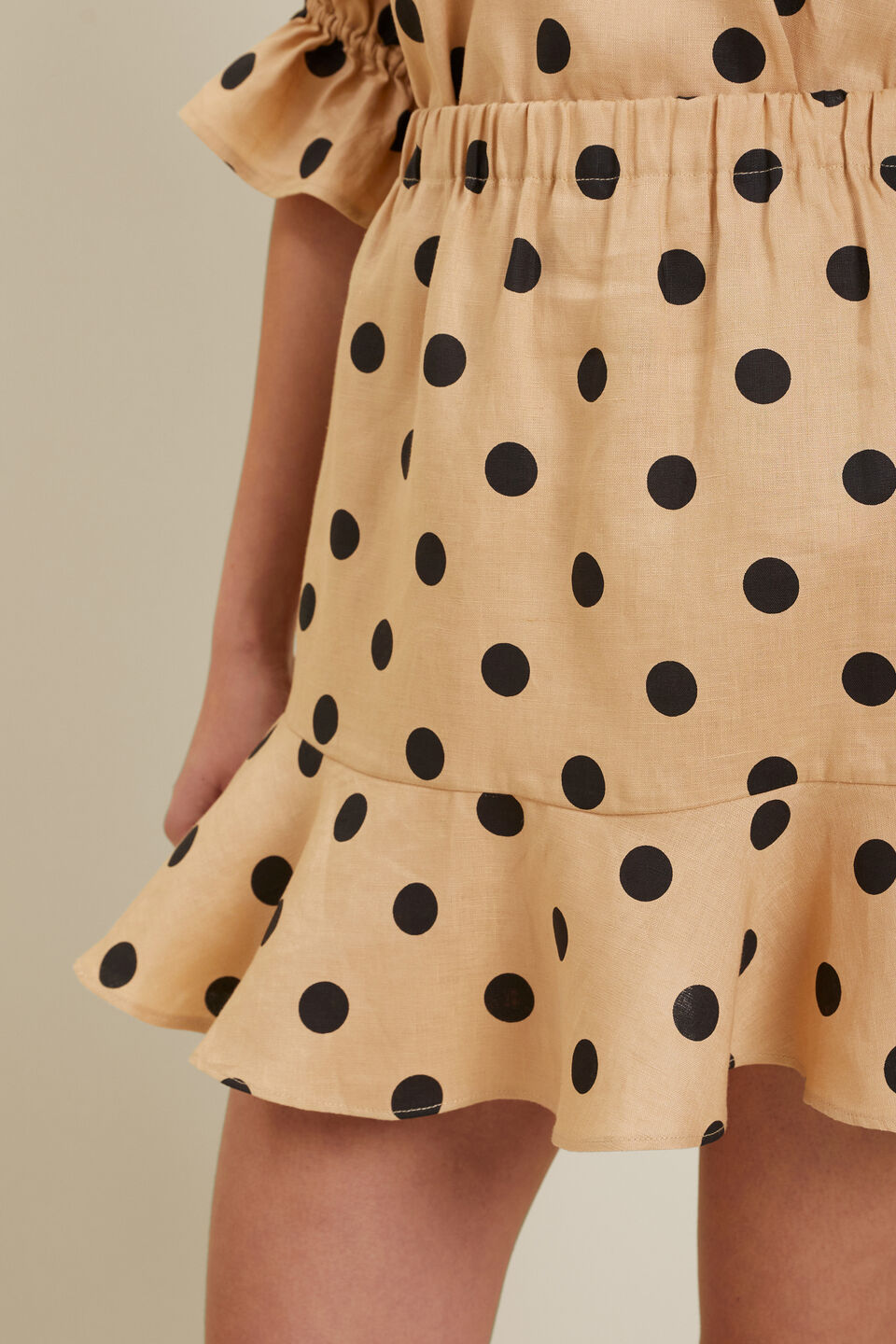 Spot Linen Mini Skirt  Neutral Sand Spot