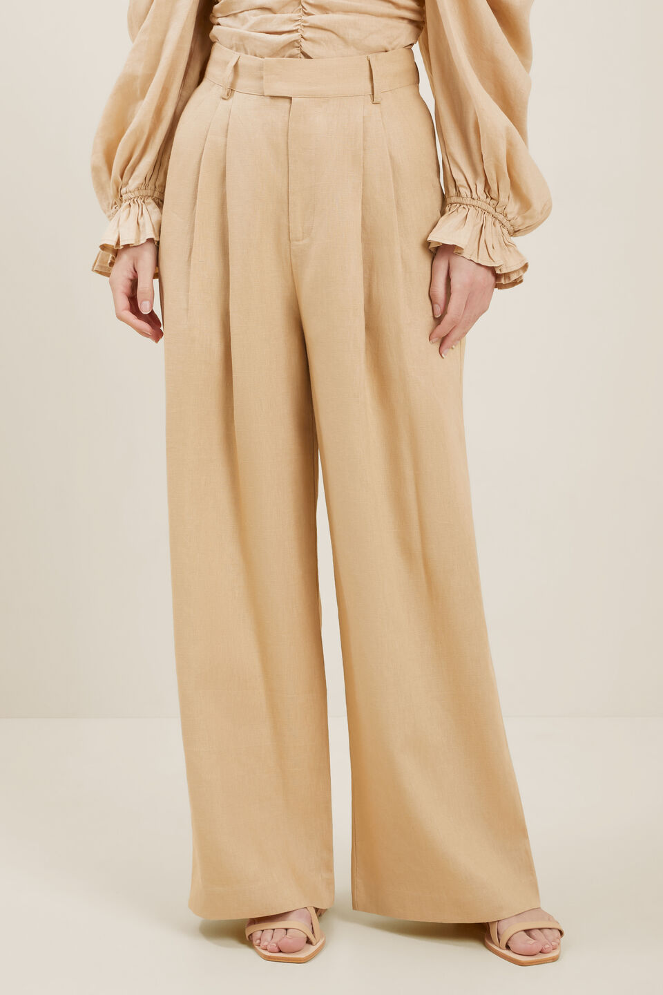 Linen Palazzo Pants  Neutral Sand