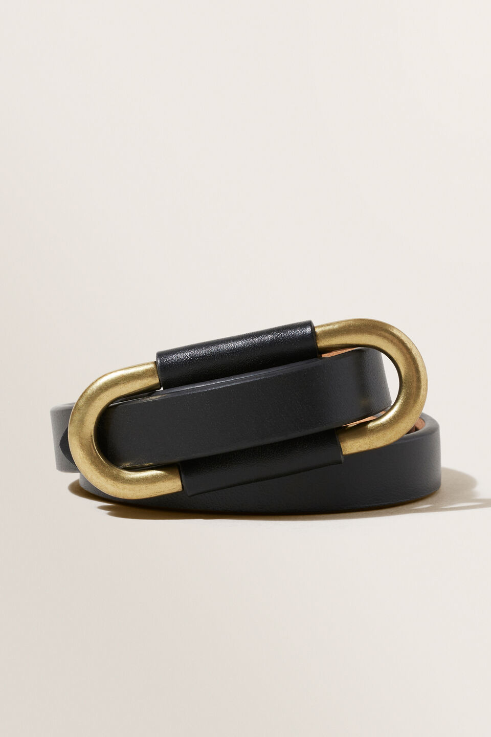 Oval Leather Belt  Black