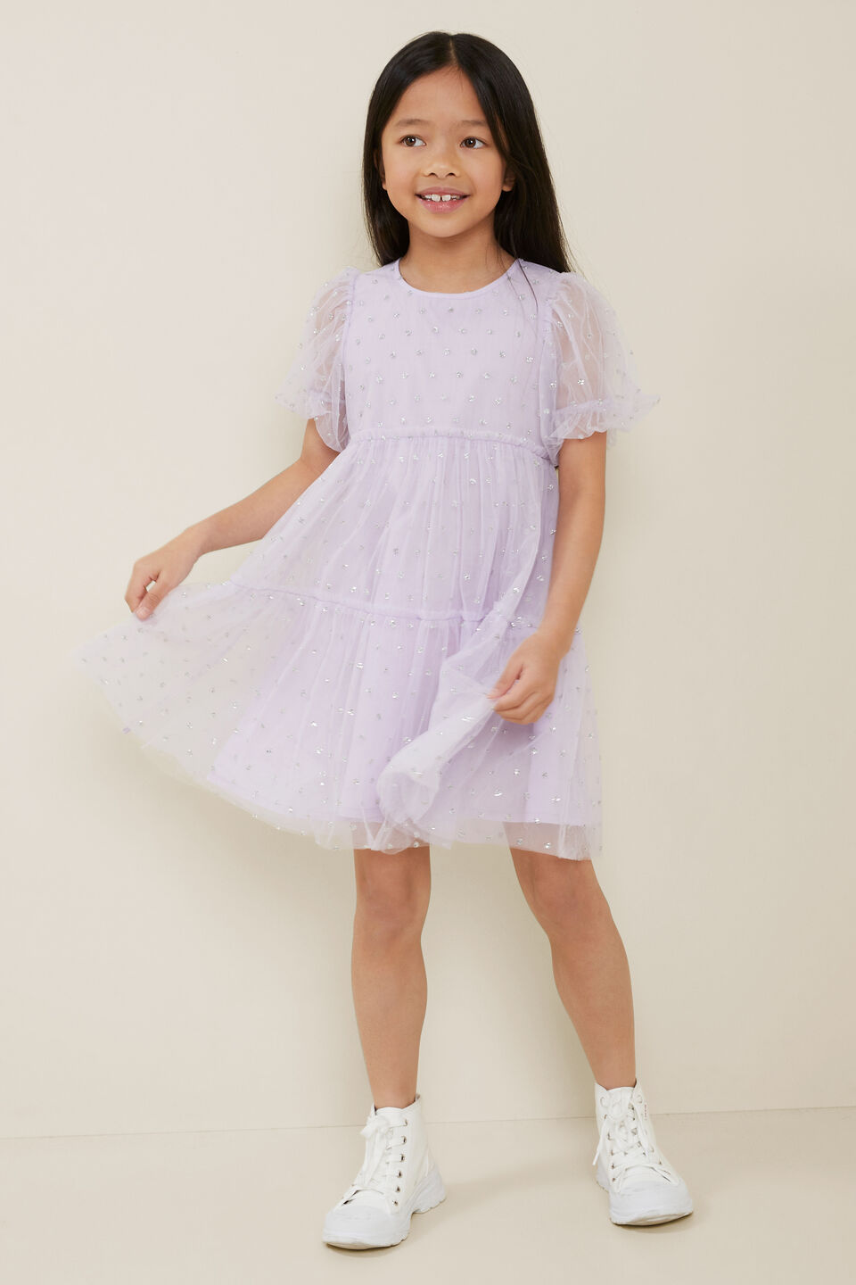 Glitter Tulle Midi Dress  Violet