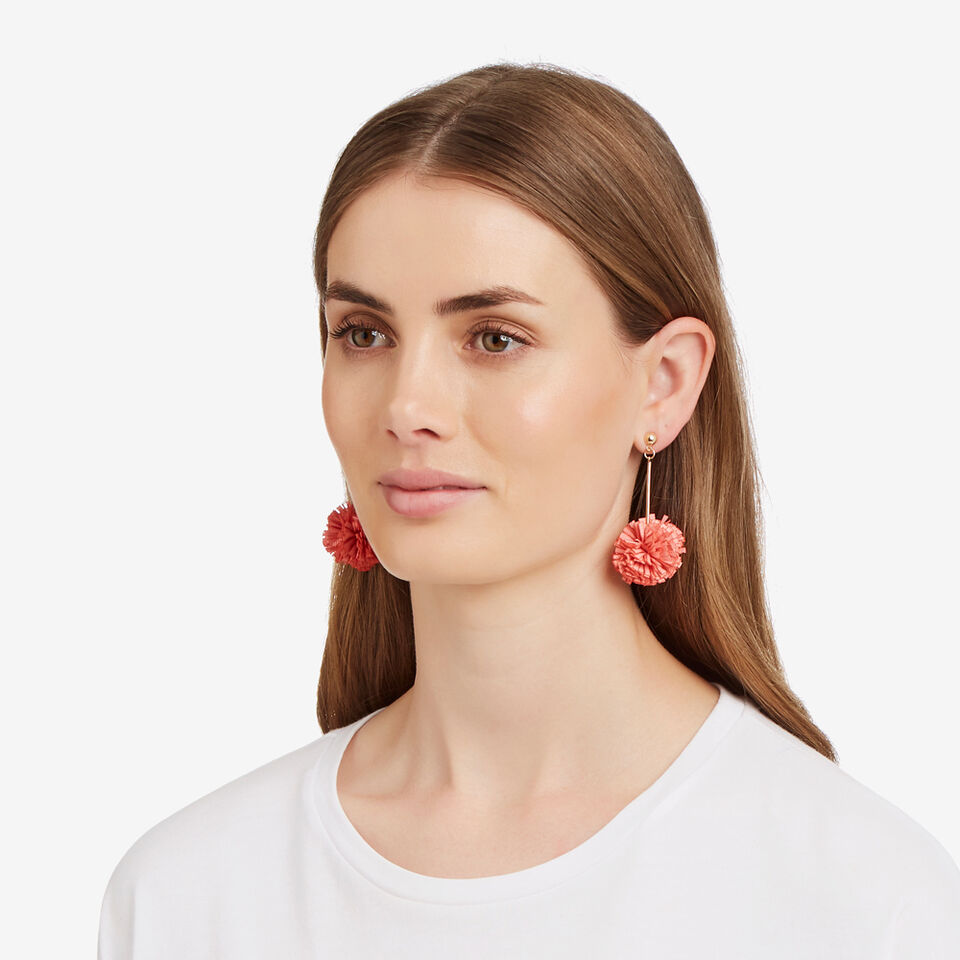 Ruffle Pom Pom Earrings  