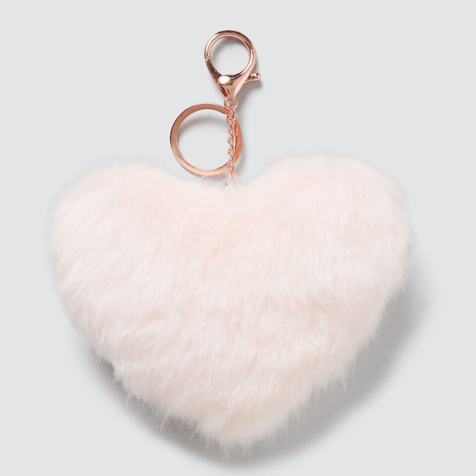 Fluffy Heart Bag Charm  