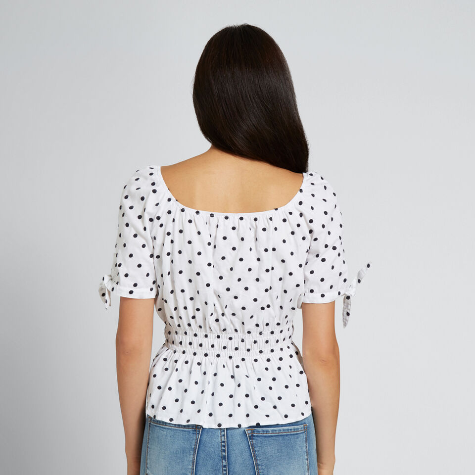 Spotty Bow Sleeve Top  