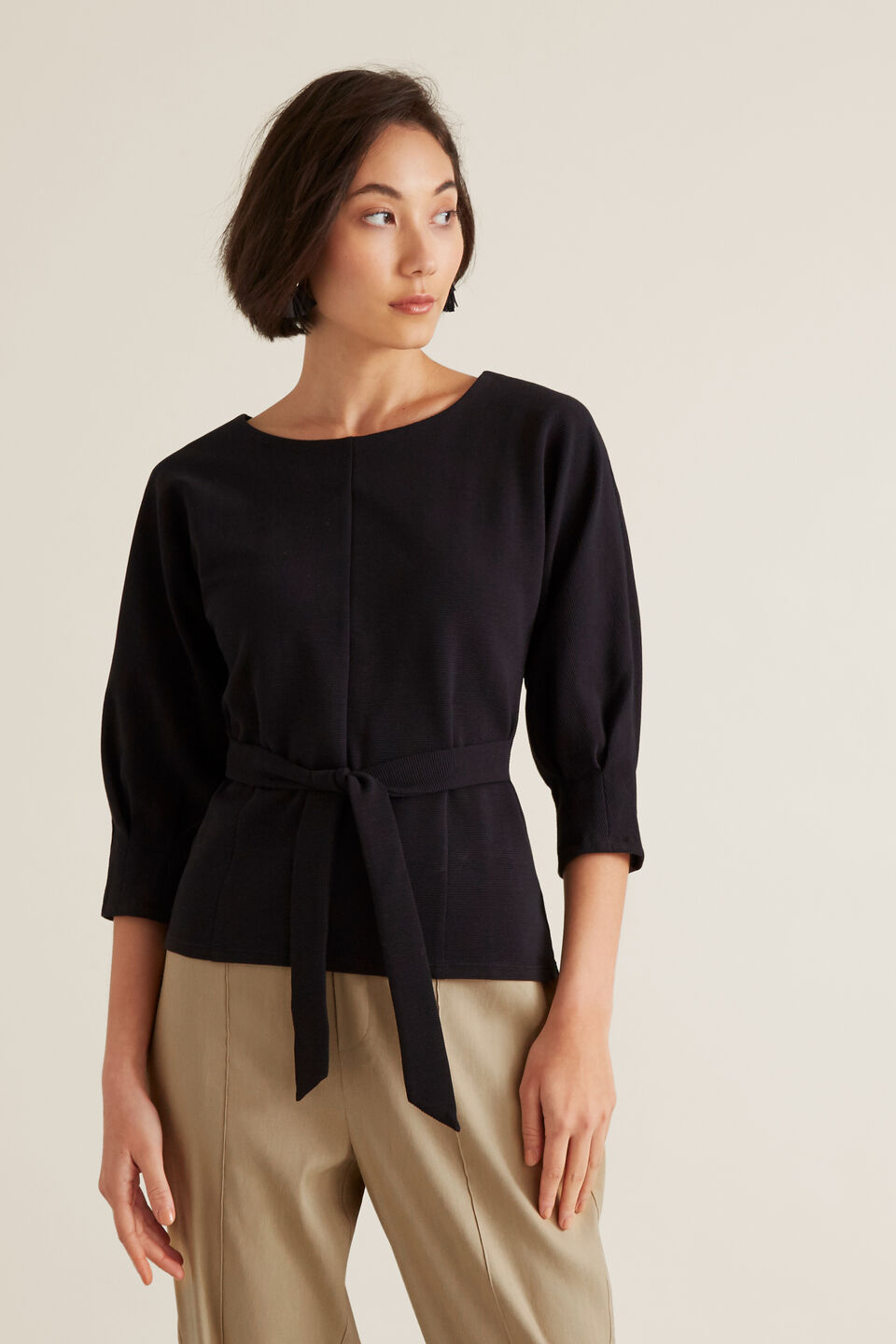 Linear Textured Tie Top  