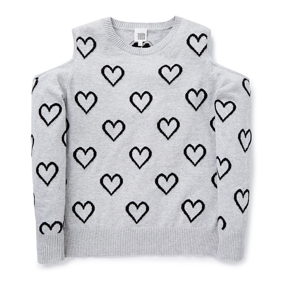 Cold-Shoulder Heart Sweater  