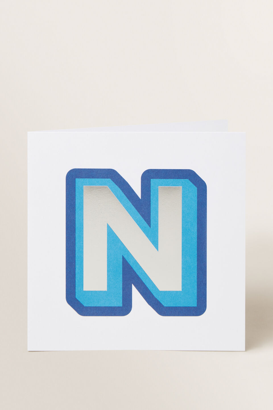 Large Blue Letter Card  N