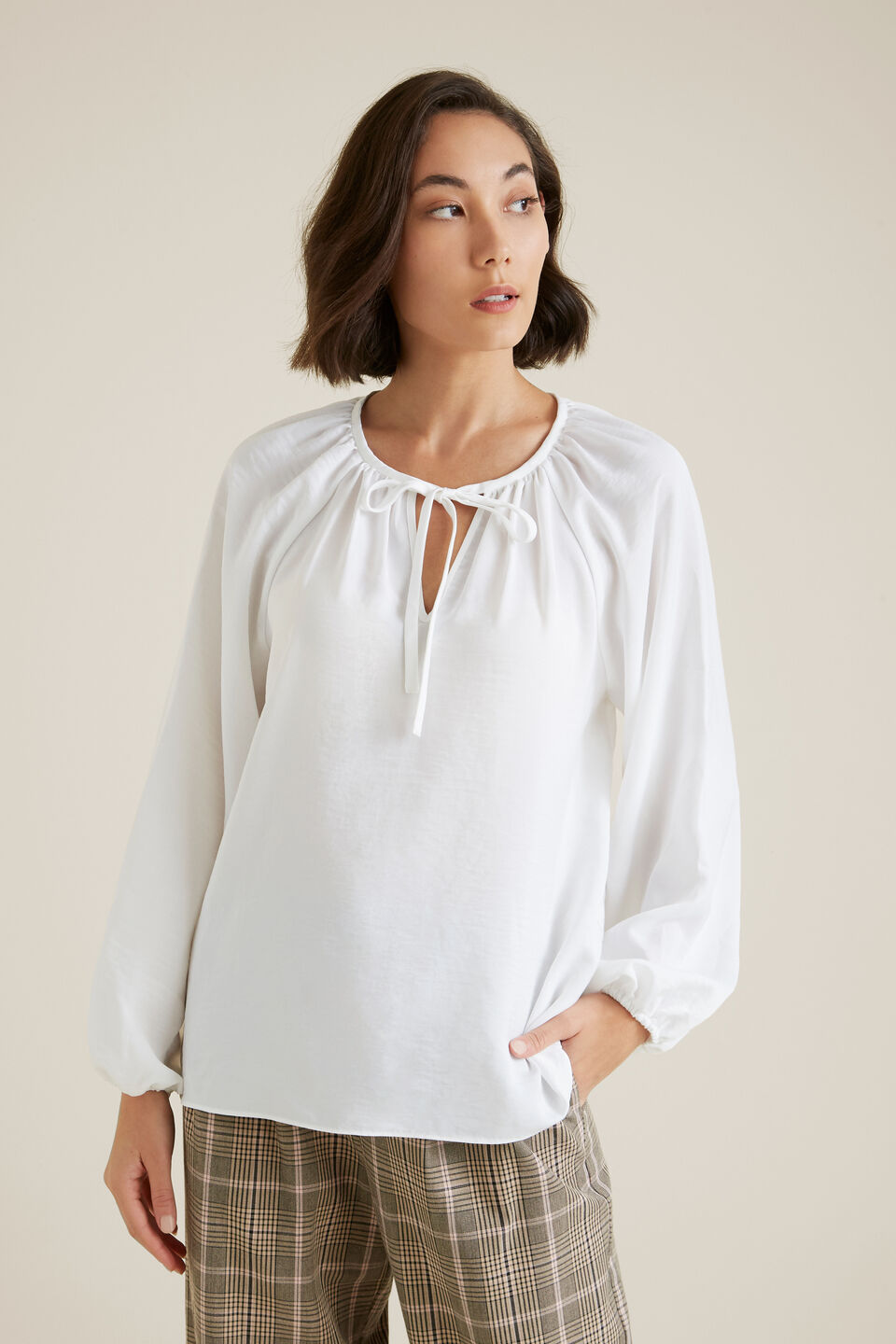 Floaty Blouson Tie Blouse  