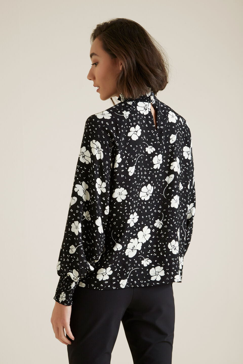 Shirred Floral Blouse  