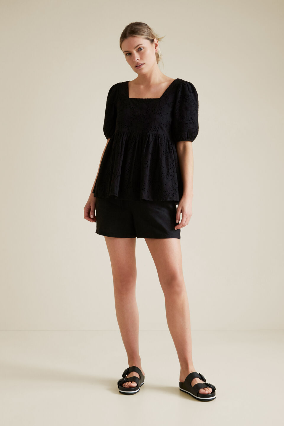 Broderie Peplum Blouse  