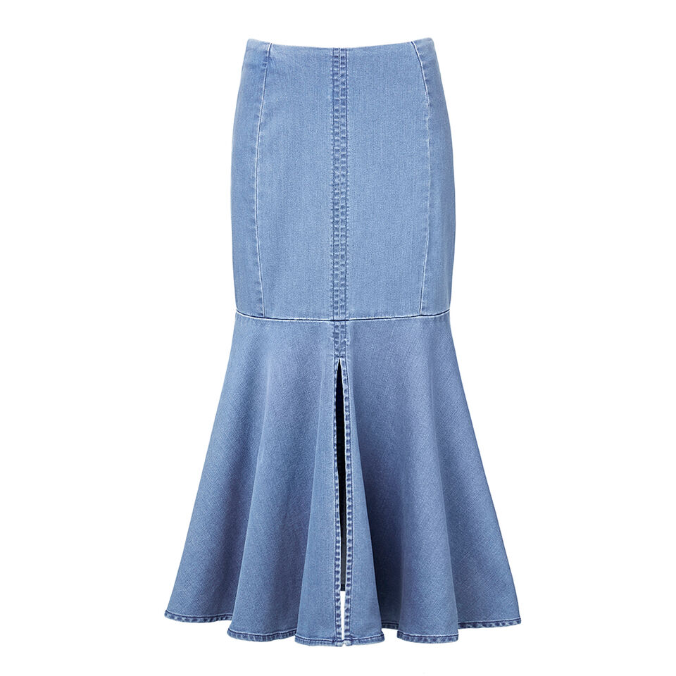 Fishtail Denim Skirt  