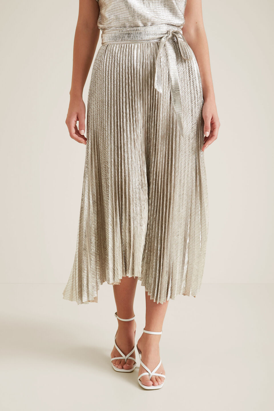 Metallic Stepped Skirt  