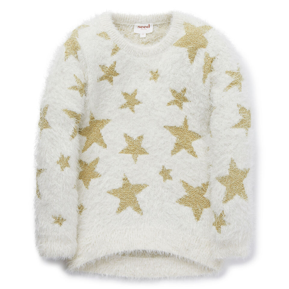 Fluffy Lurex Star Sweater  