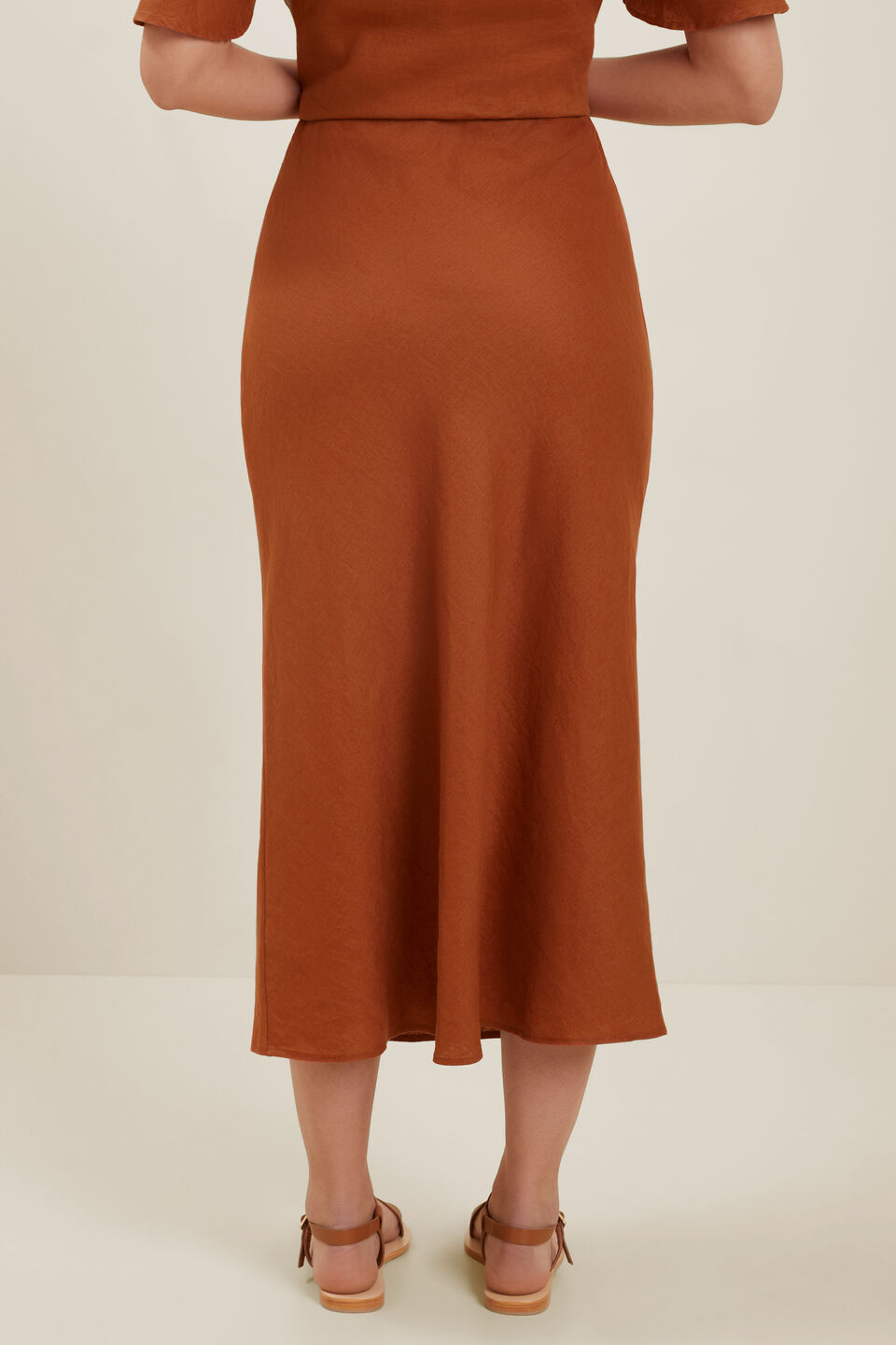 Core Linen Slip Skirt  Earth Red