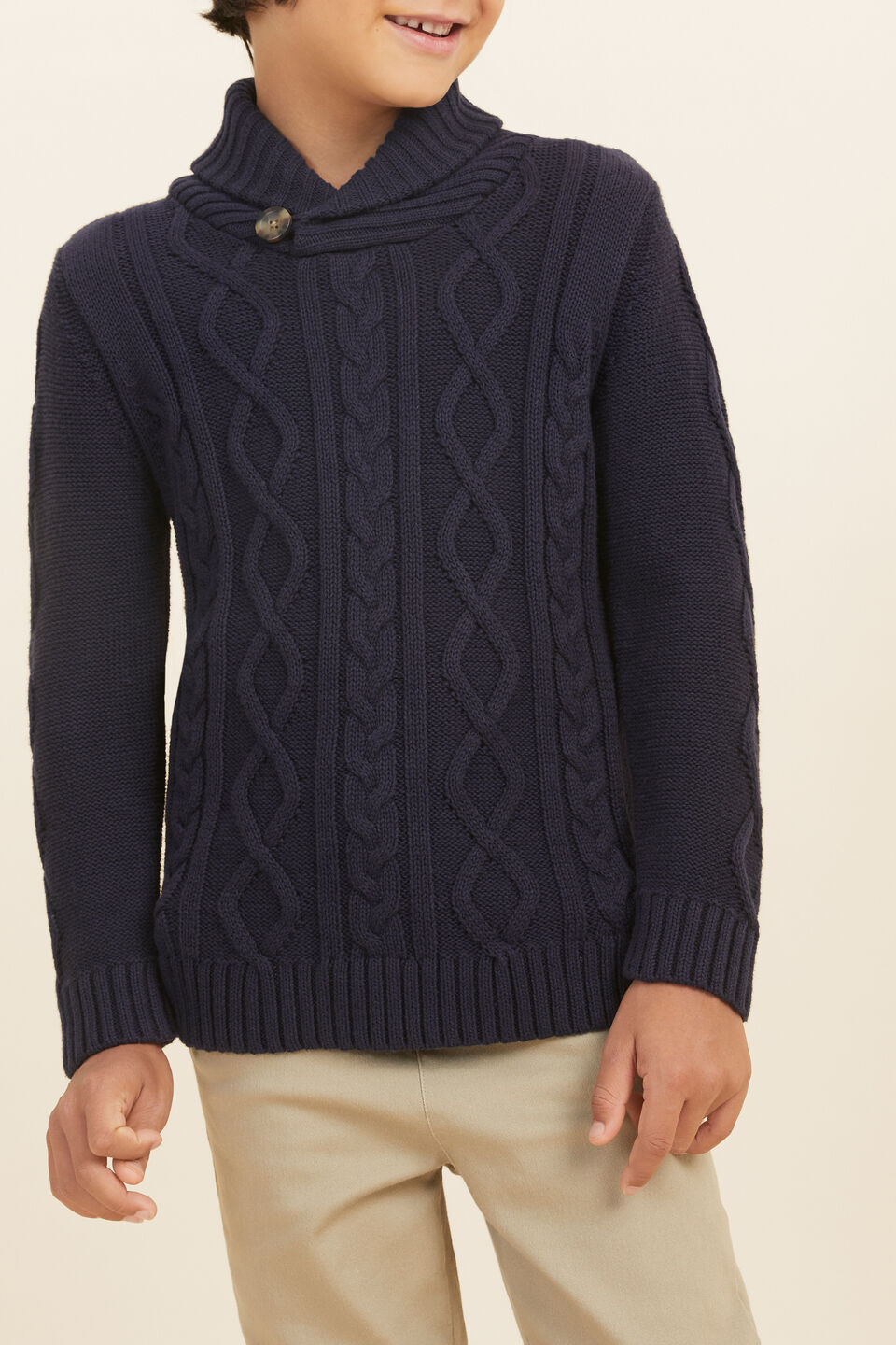 Cable Shawl Knit  Midnight Blue
