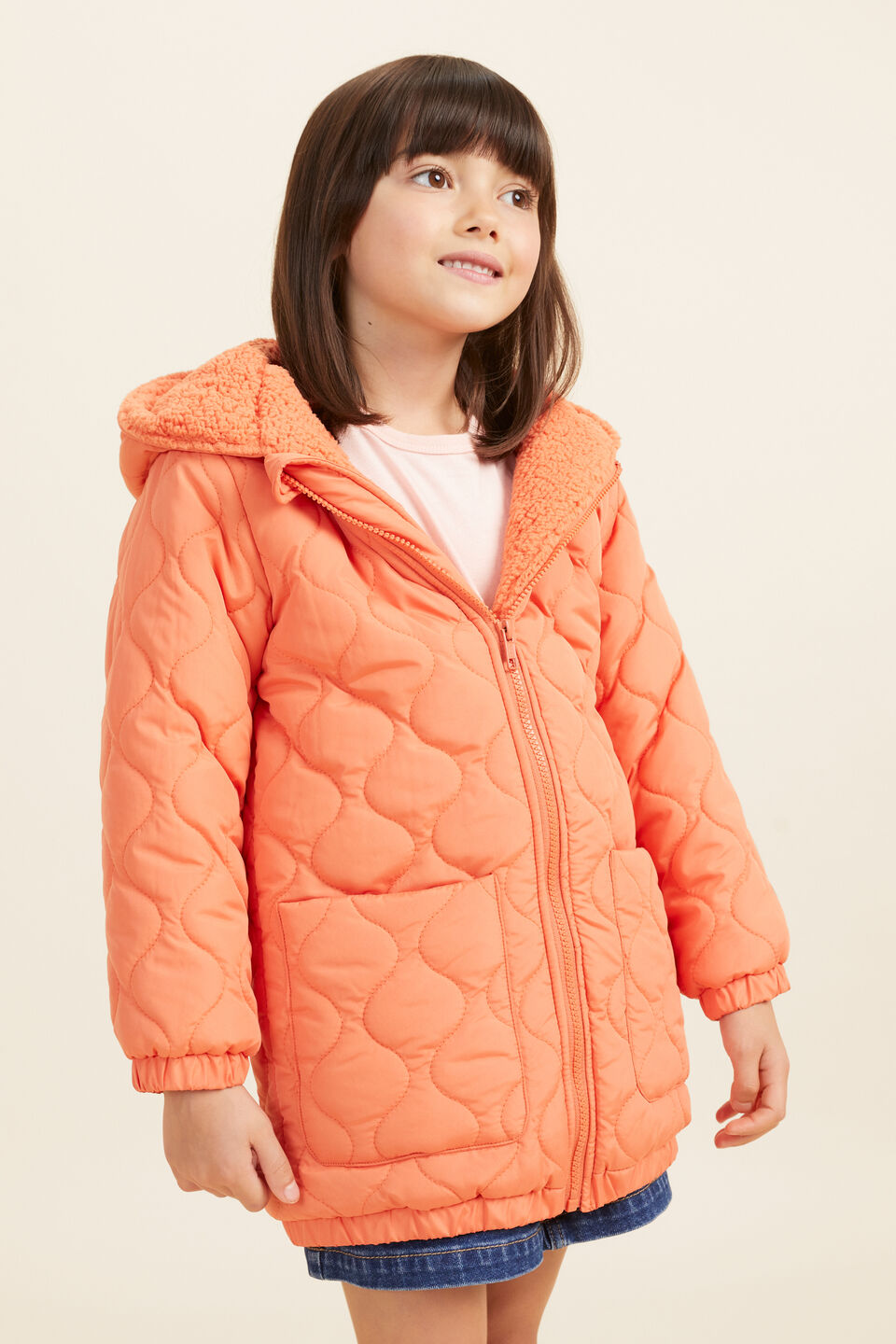 Quilted Anorak  Tangerine