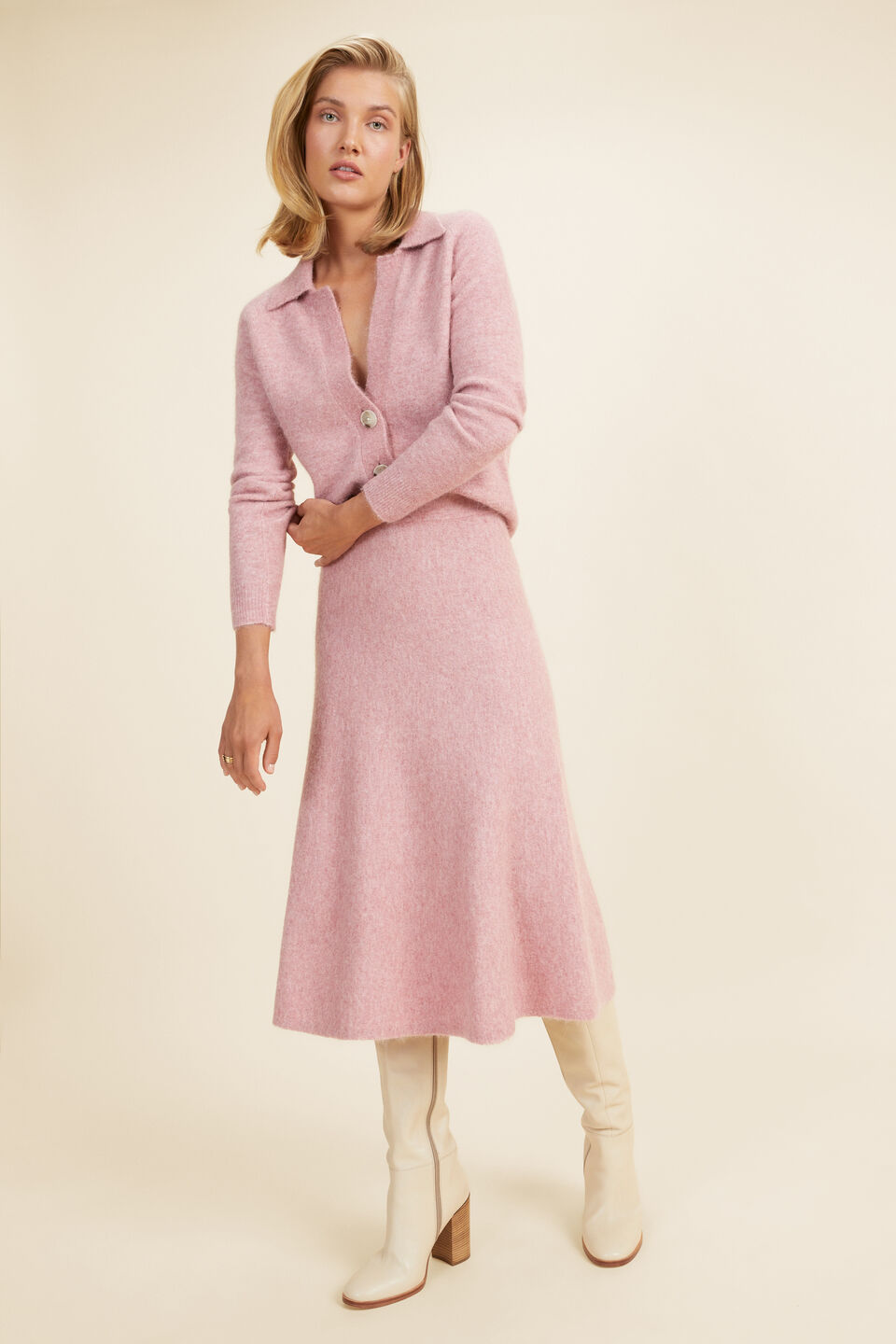 Cosy Knit Skirt  Soft Berry Marle