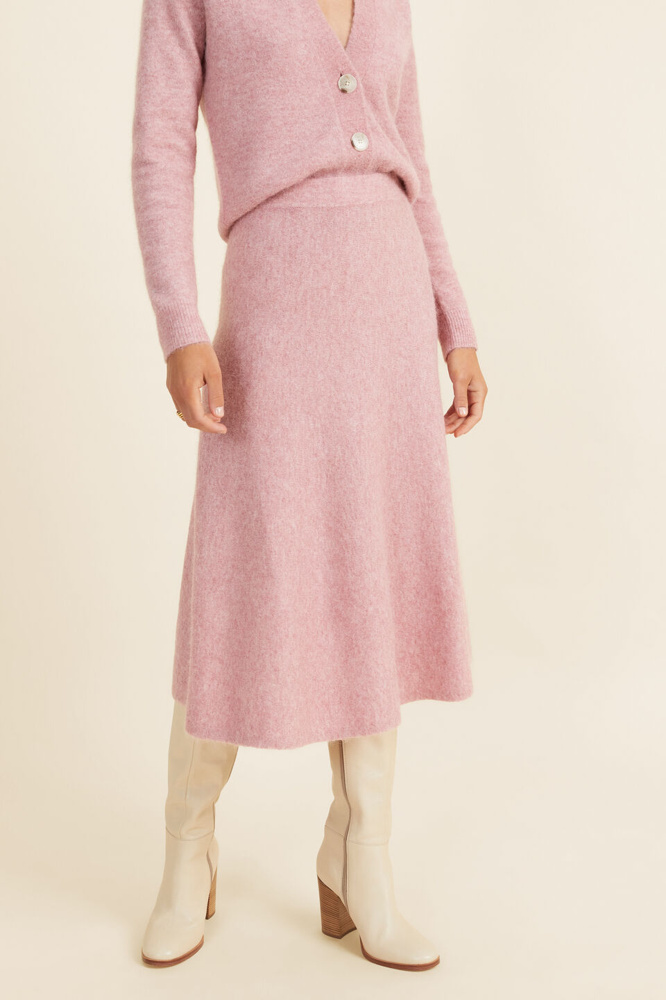 Cosy Knit Skirt  Soft Berry Marle