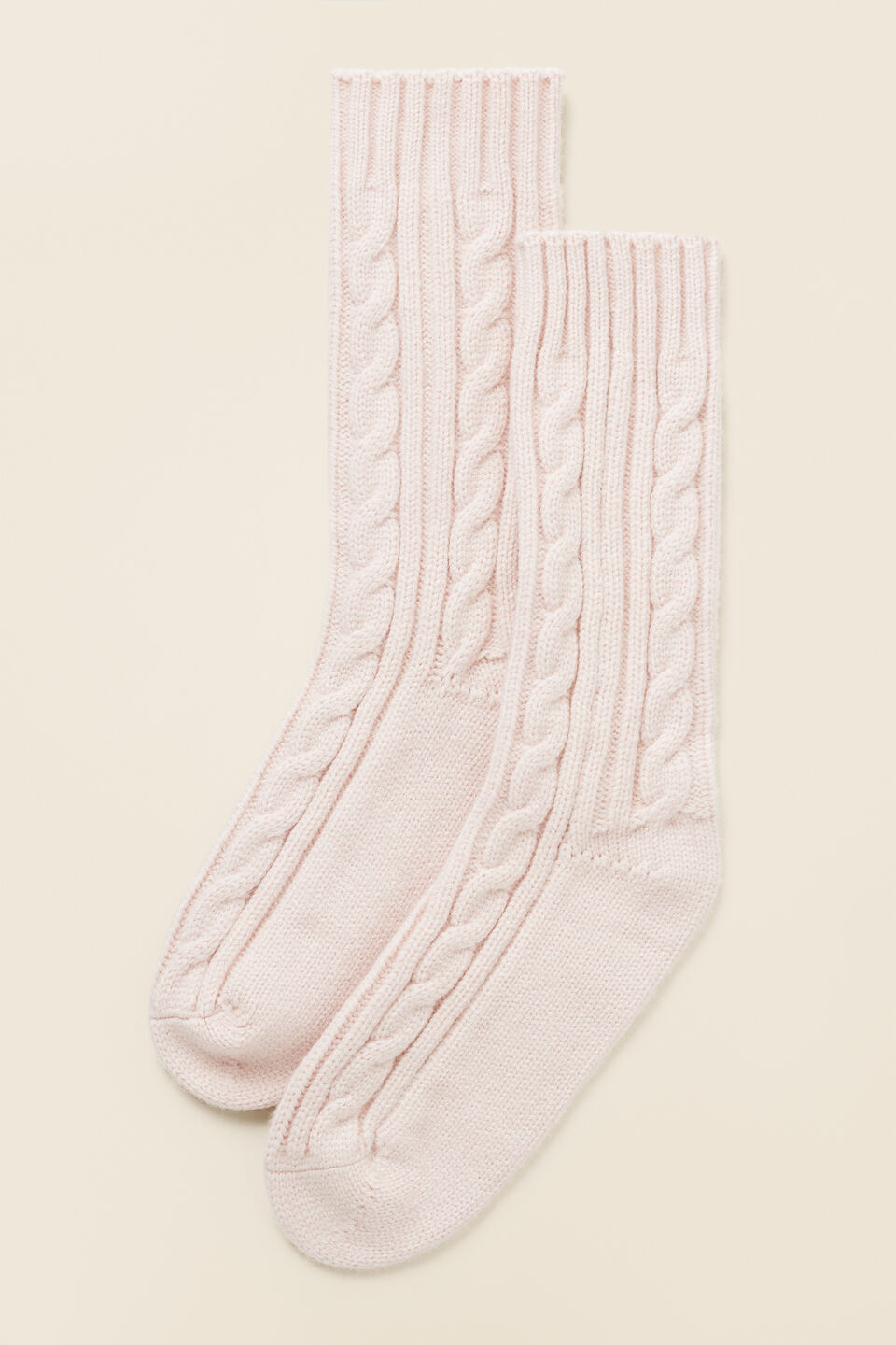 Cable Knit Bed Sock  Pale Pink