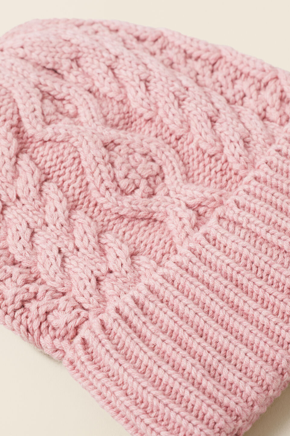 Cable Knit Beanie  Soft Berry