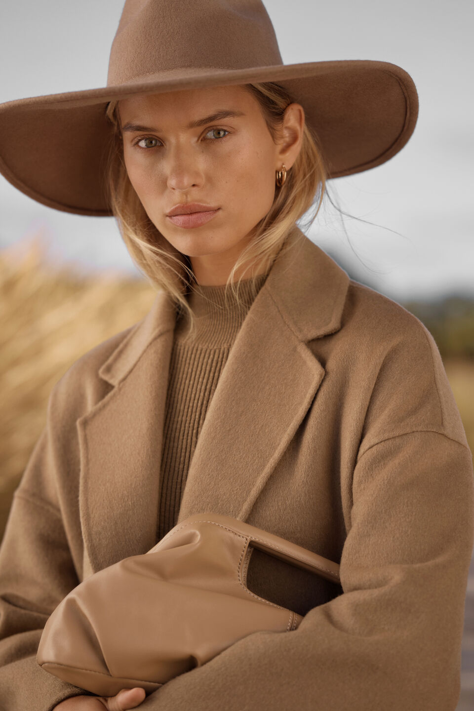 Wool Wide Brim Felt Fedora  Deep Chai