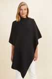 Asymmetric Wool Poncho  Black  hi-res