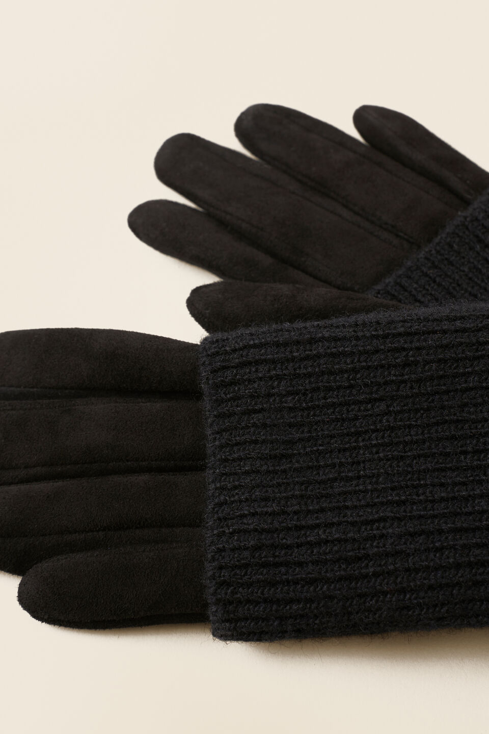 Suede Knit Spliced Gloves  Black