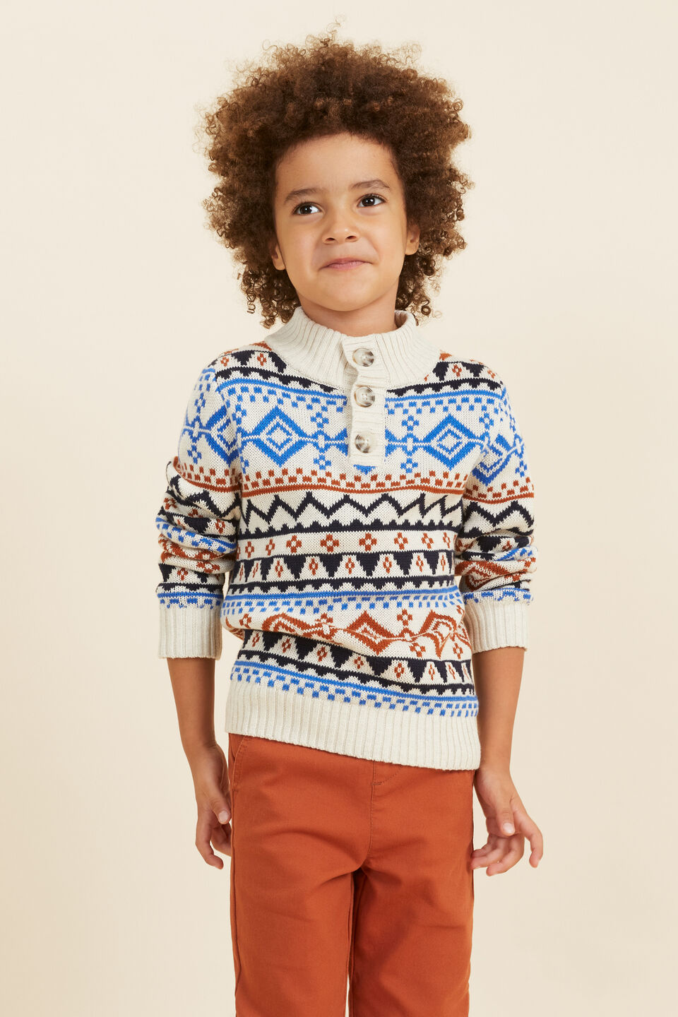 Aztec Jacquard Knit  Frost Marle