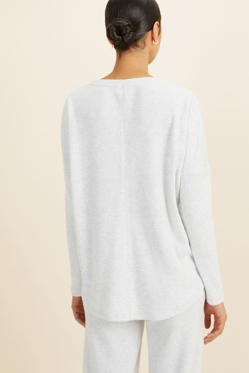 Supersoft Relaxed Top  Light Grey Marle