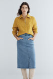 Denim Split Front Midi Skirt  Mid Vintage Wash  hi-res
