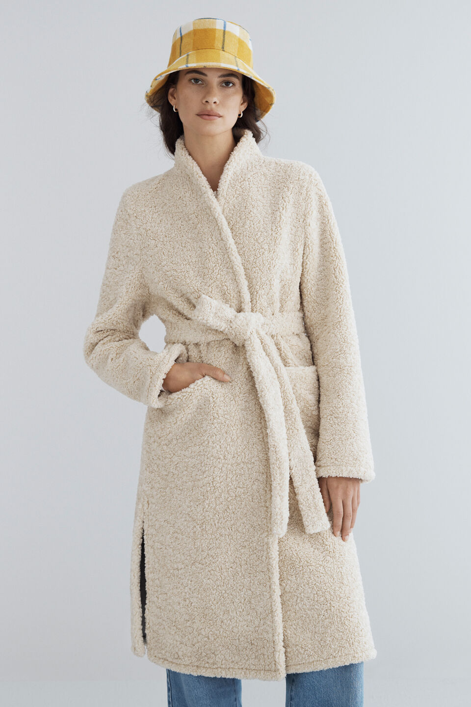 Shearling Robe Coat  Oat