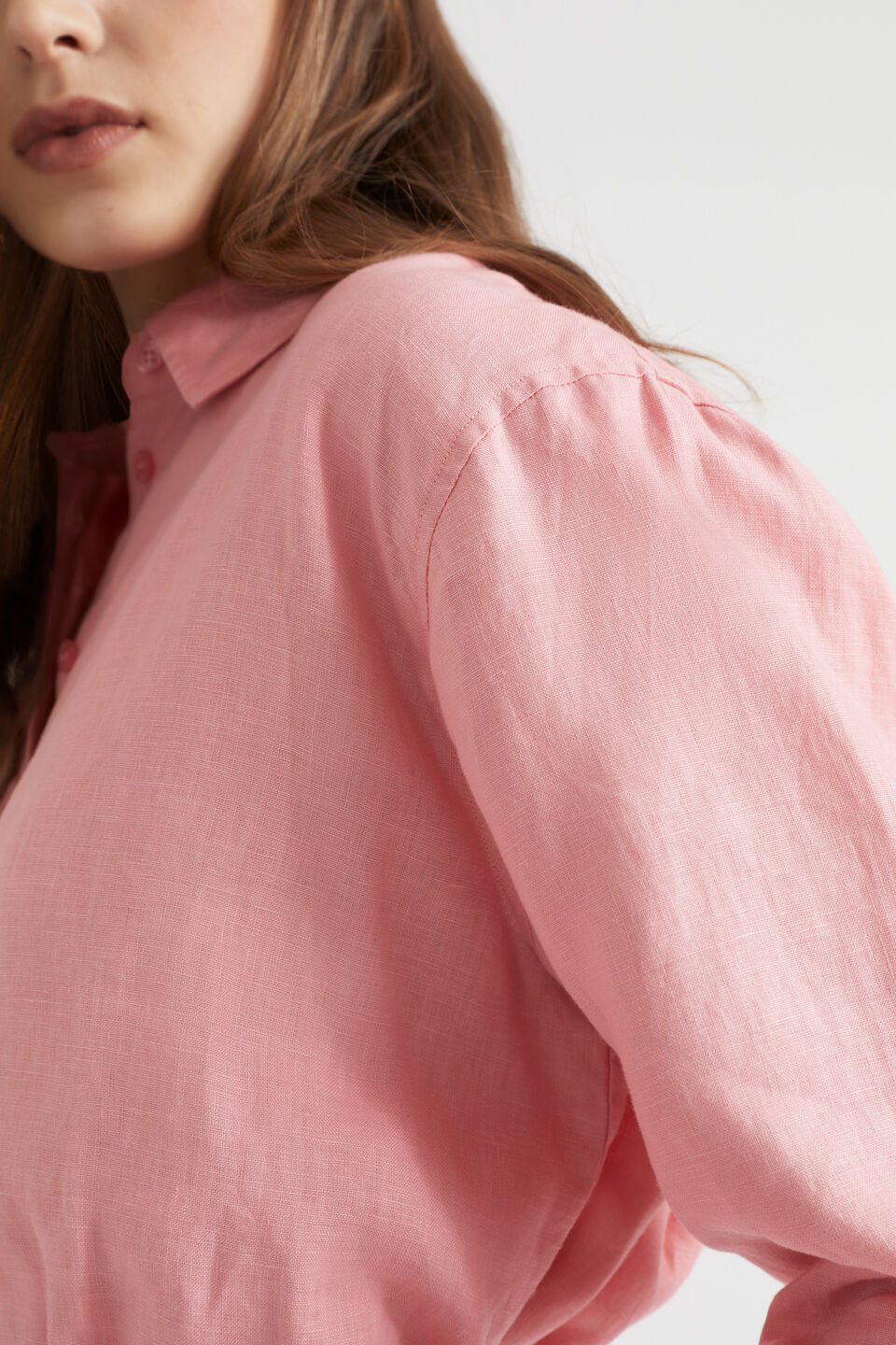 Core Linen Boyfriend Shirt  Bubblegum Pink
