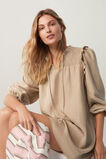 Shirred Babydoll Mini Dress  Soft Mink  hi-res