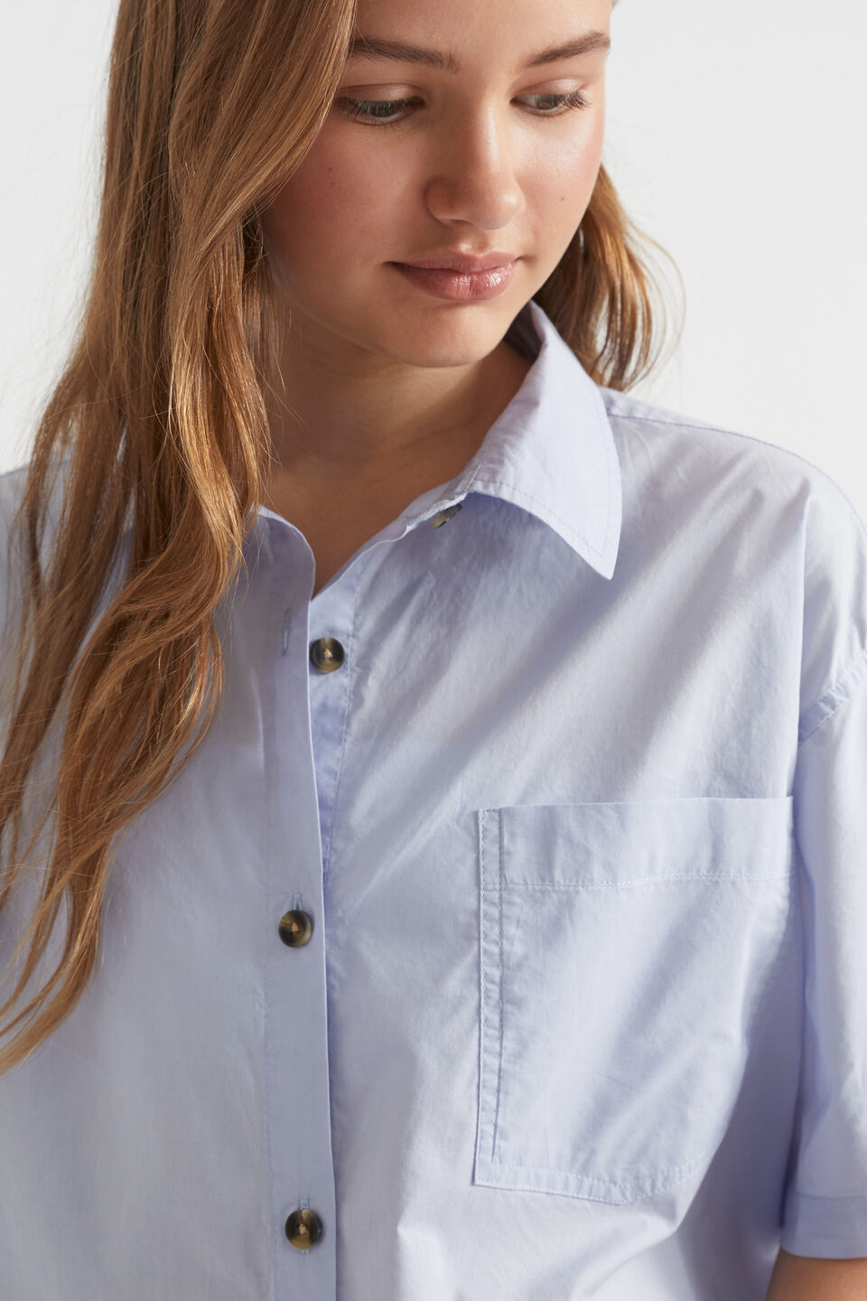 Relaxed Poplin Shirt  Sky Blue